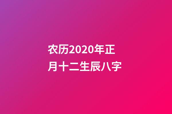 农历2020年正月十二生辰八字 (2020年农历十月十二未时八字)-第1张-观点-玄机派